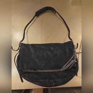 Jimmy Choo Black Shoulder Bag with Silver Chain Detail